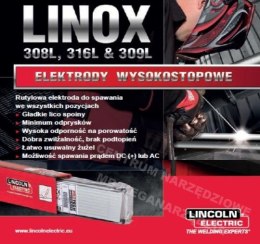 LINCOLN ELEKTRODA LINOX 316L 4,0mm 3,12kg DO STALI WYSOKOSTOPOWYCH LINCOLN ELECTRIC