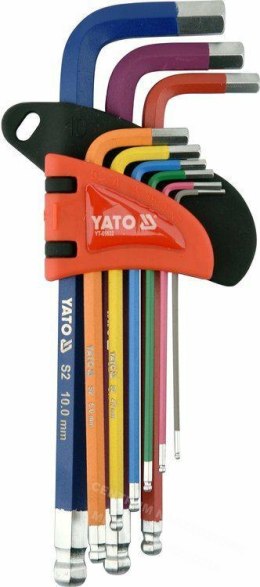 YATO Klucze imbusowe fajkowe 9szt. 1,5-10mm długie, kula