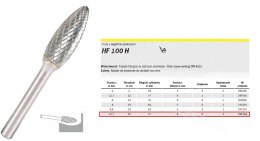 KLINGSPOR Frez do metalu Hf 100 H Fi=12,7x32mm Trzpień 6mm, Płomień