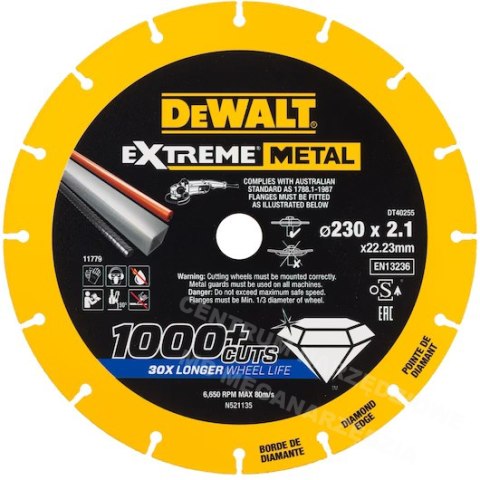 DEWALT tarcza metal 230x2,1x22,2mm diamentowa