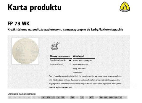 KLINGSPOR KRĄŻEK ŚCIERNY SAMOPRZYCZEPNY 125mm FP73WK gr. 80 /100szt.